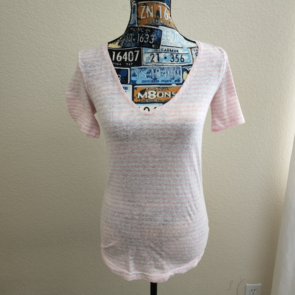 Victoria's Secret V Neck Striped Shirt Size Small